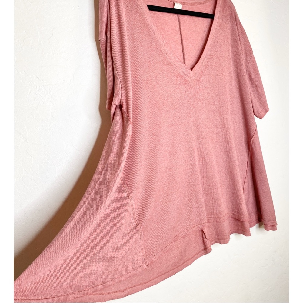 WILD PEARL rib knit sharkbite v-neck boho tee XL - Picture 4 of 7